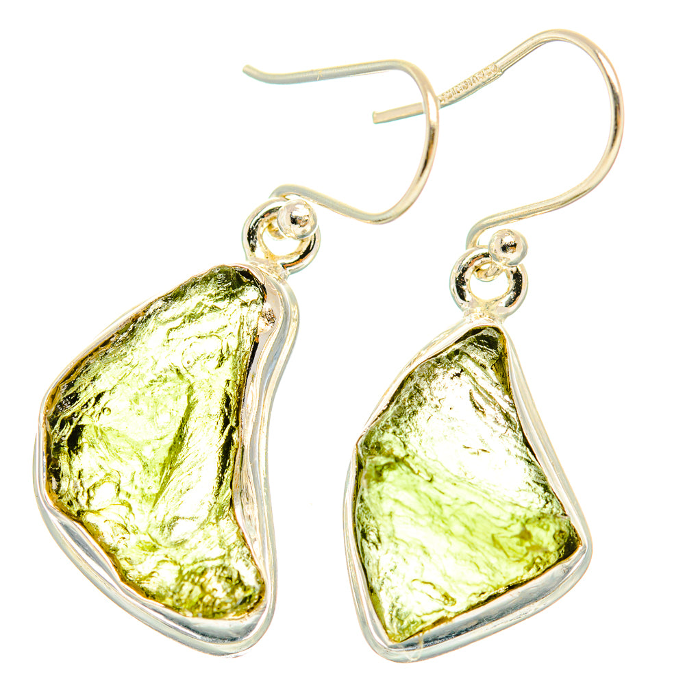 Czech Moldavite Earrings handcrafted by Ana Silver Co - EARR429481 - Photo 2