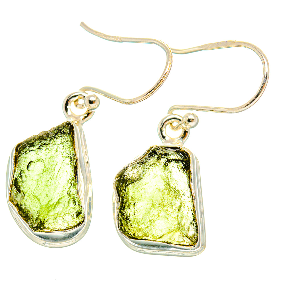 Czech Moldavite Earrings handcrafted by Ana Silver Co - EARR429484 - Photo 2
