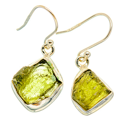 Czech Moldavite Earrings handcrafted by Ana Silver Co - EARR429485 - Photo 2