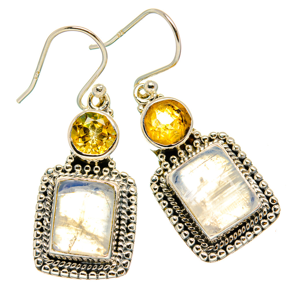 Rainbow Moonstone Earrings handcrafted by Ana Silver Co - EARR429487 - Photo 2