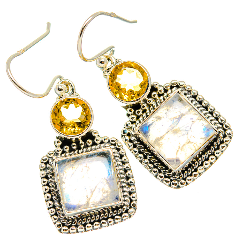 Rainbow Moonstone Earrings handcrafted by Ana Silver Co - EARR429495 - Photo 2
