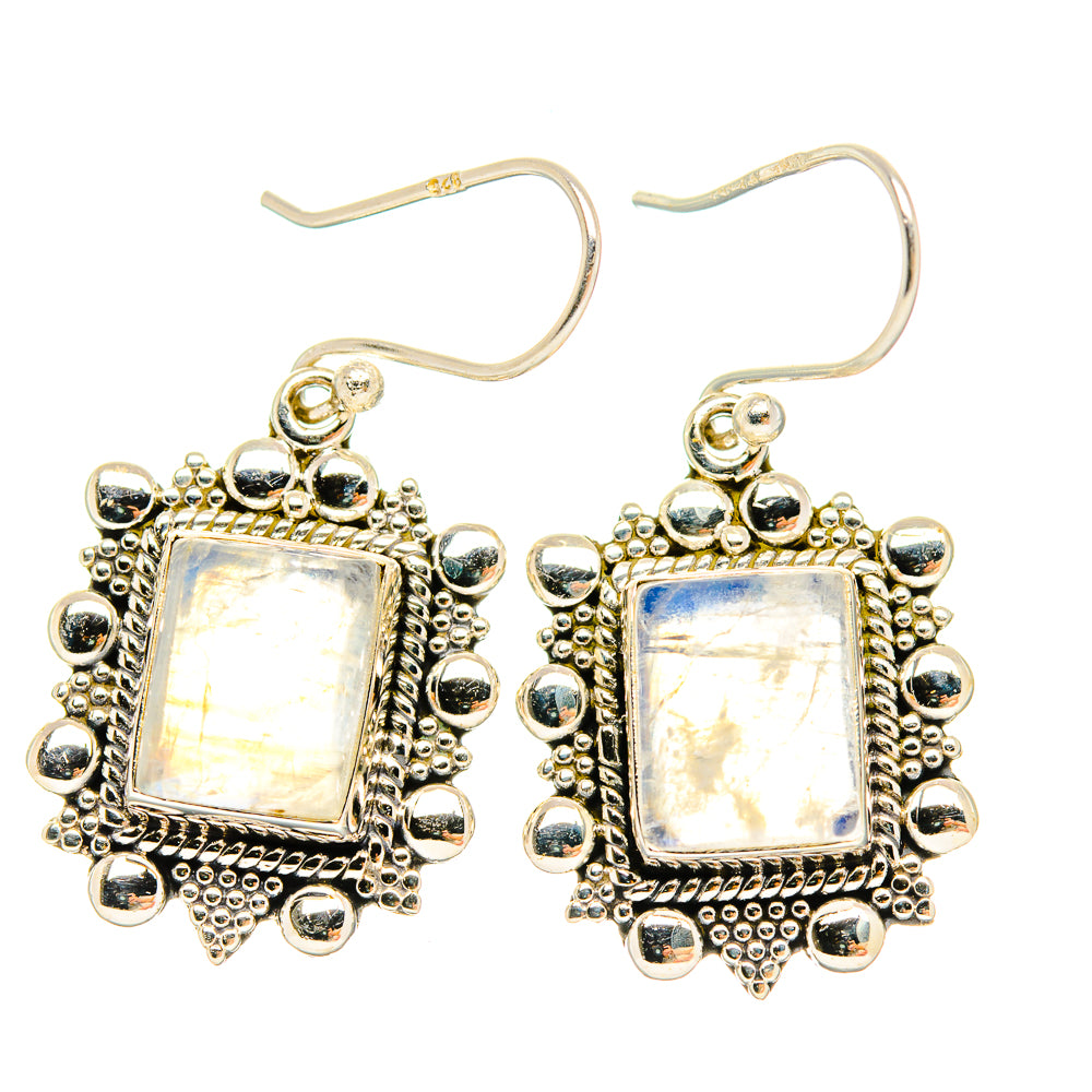 Rainbow Moonstone Earrings handcrafted by Ana Silver Co - EARR429535 - Photo 2