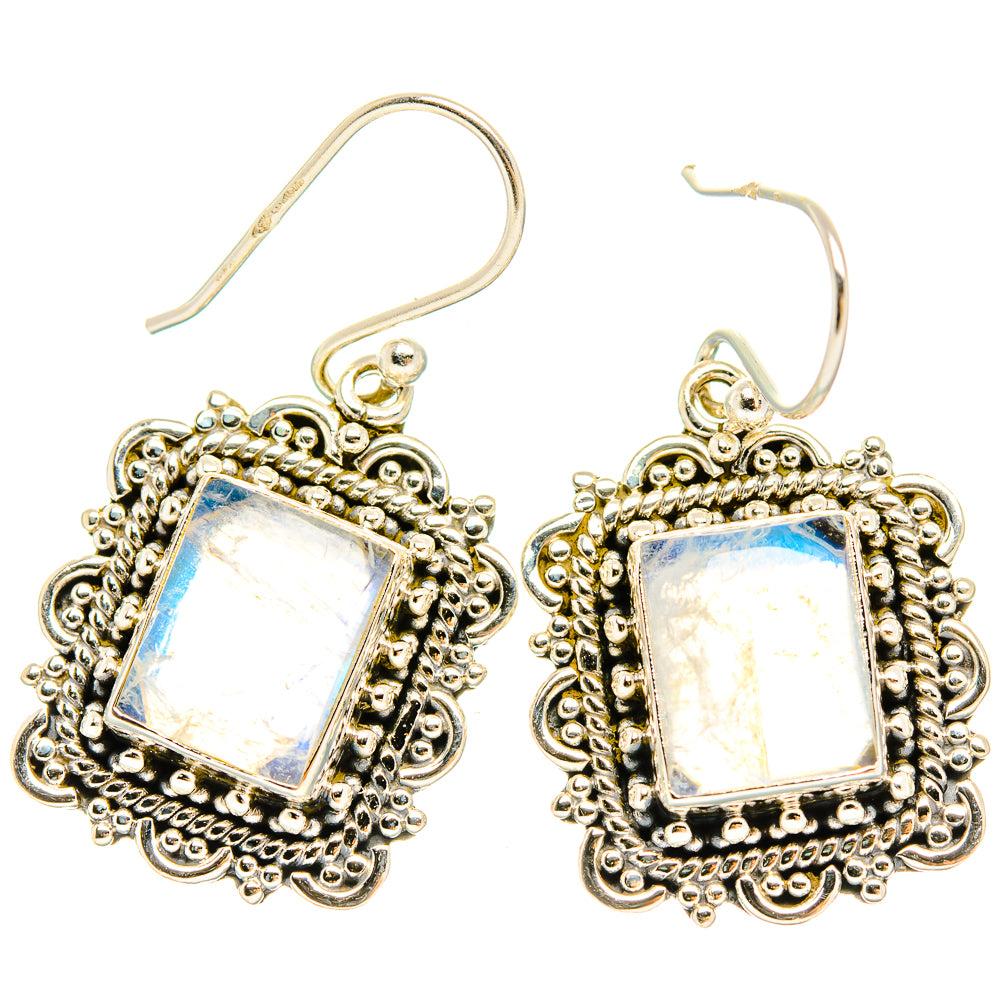 Rainbow Moonstone Earrings handcrafted by Ana Silver Co - EARR429539 - Photo 2