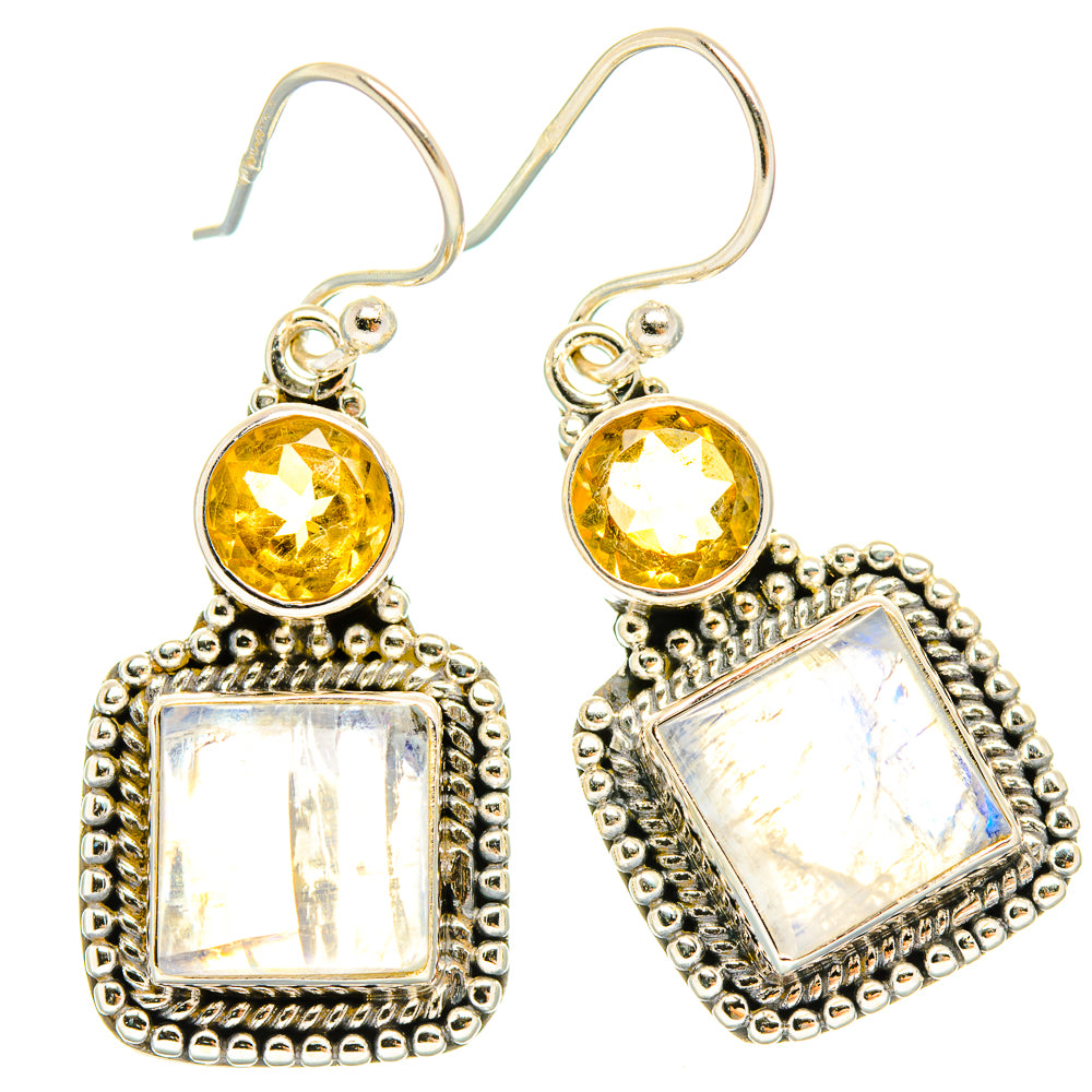 Rainbow Moonstone Earrings handcrafted by Ana Silver Co - EARR429541 - Photo 2