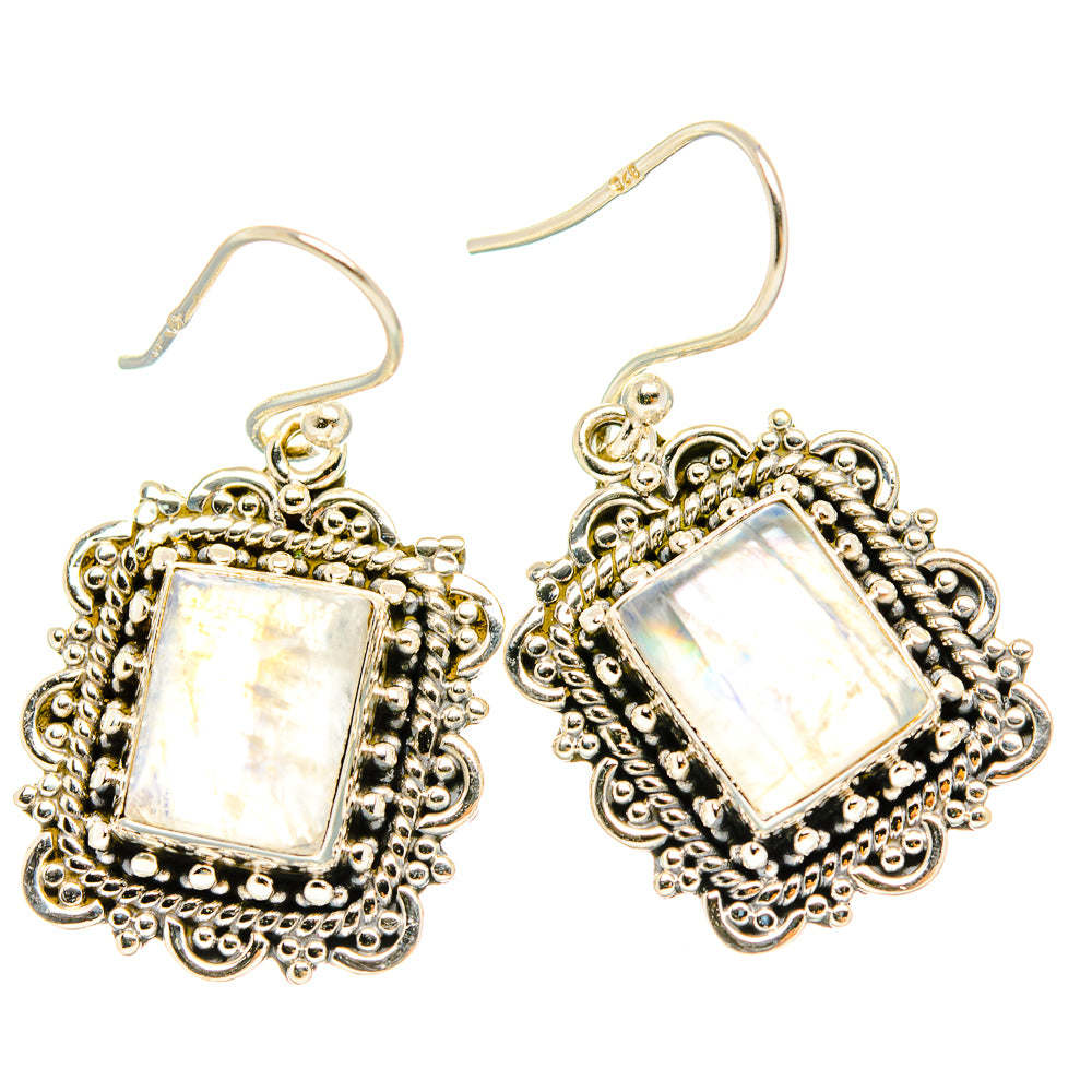 Rainbow Moonstone Earrings handcrafted by Ana Silver Co - EARR429549 - Photo 2