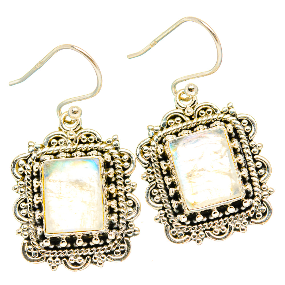 Rainbow Moonstone Earrings handcrafted by Ana Silver Co - EARR429561 - Photo 2