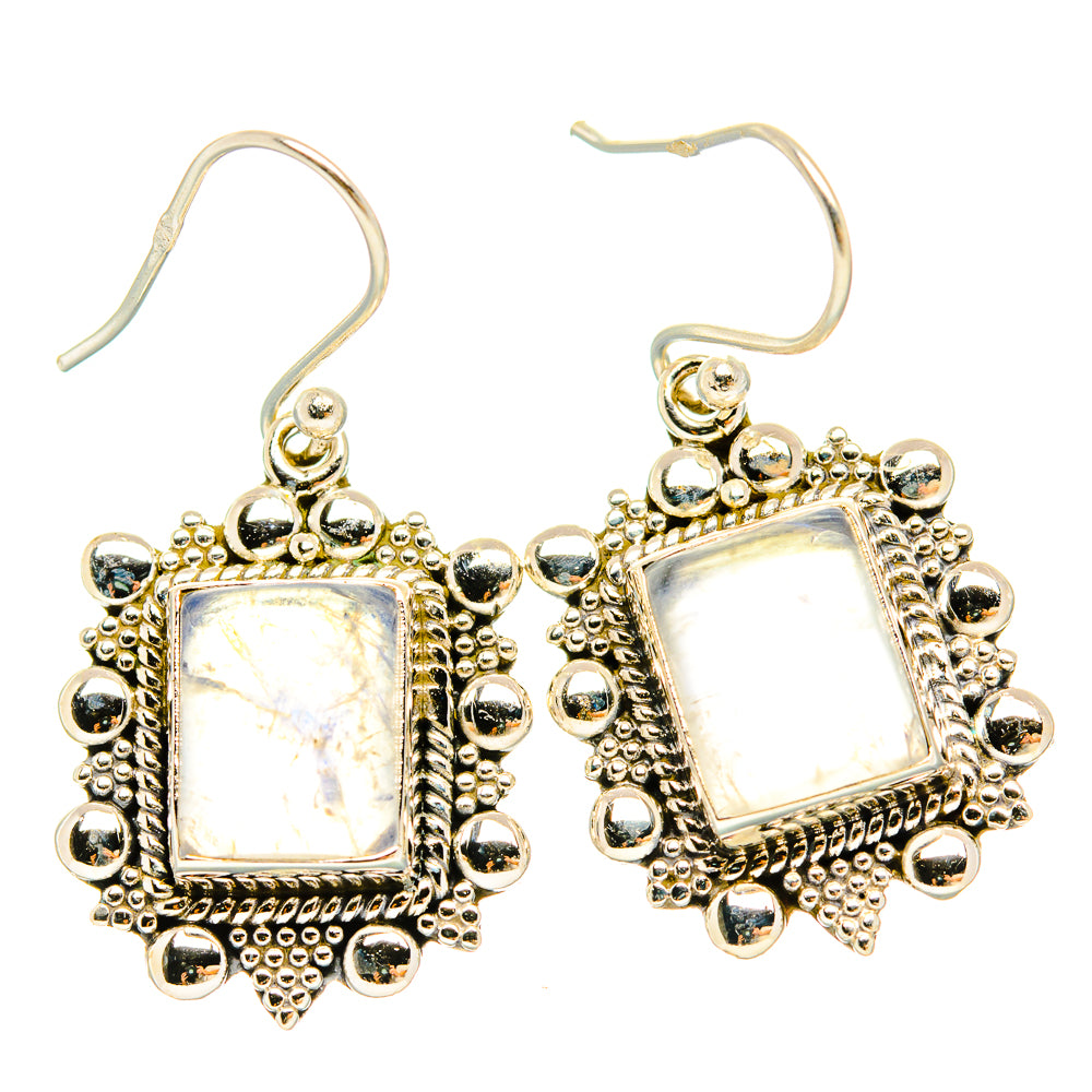 Rainbow Moonstone Earrings handcrafted by Ana Silver Co - EARR429565 - Photo 2