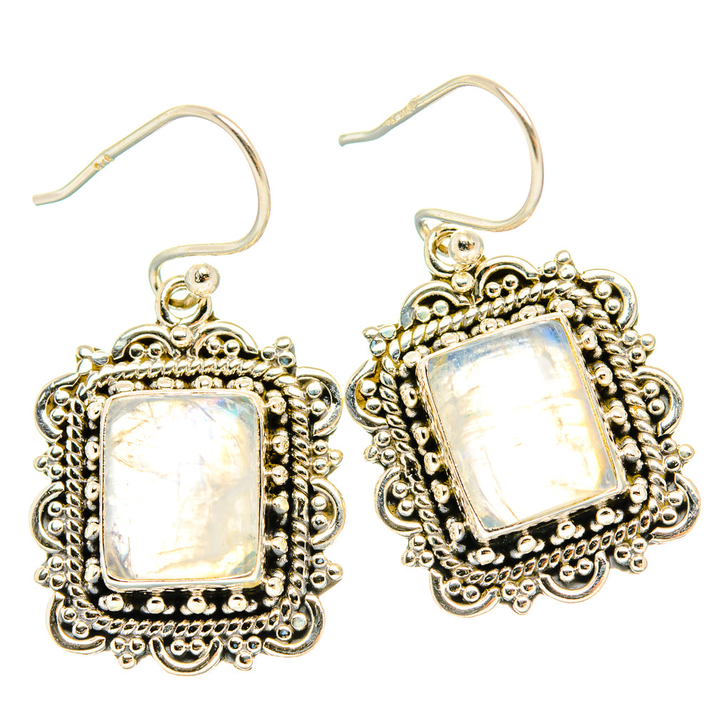 Rainbow Moonstone Earrings handcrafted by Ana Silver Co - EARR429584 - Photo 2