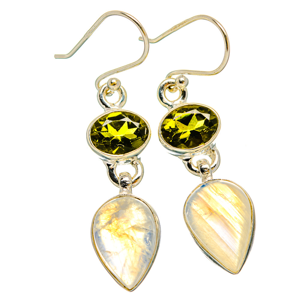 Rainbow Moonstone Earrings handcrafted by Ana Silver Co - EARR429671 - Photo 2