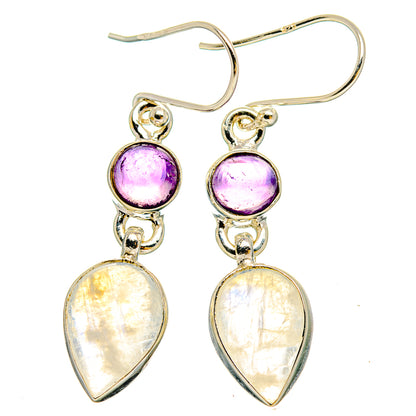 Rainbow Moonstone Earrings handcrafted by Ana Silver Co - EARR429678 - Photo 2