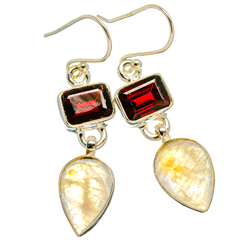Rainbow Moonstone Earrings handcrafted by Ana Silver Co - EARR429685 - Photo 2