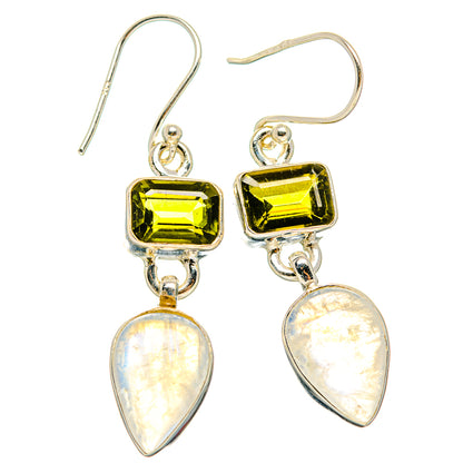 Rainbow Moonstone, Green Tourmaline Earrings handcrafted by Ana Silver Co - EARR429749 - Photo 2
