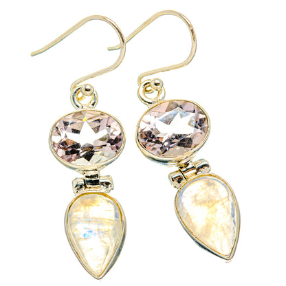 Rainbow Moonstone, Pink Amethyst Earrings handcrafted by Ana Silver Co - EARR429751 - Photo 2