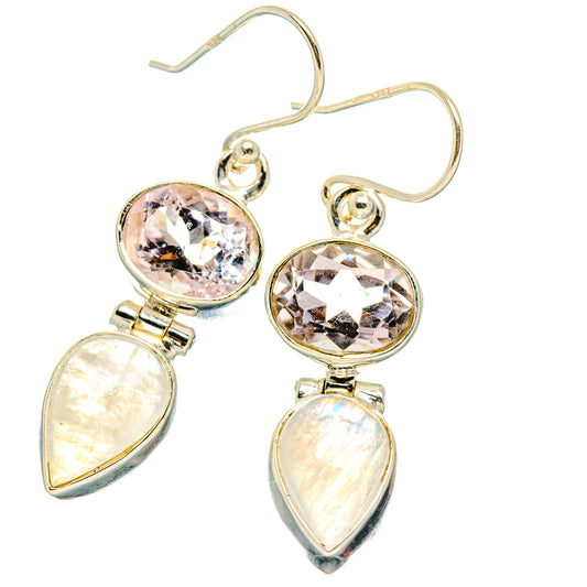 Rainbow Moonstone, Pink Amethyst Earrings handcrafted by Ana Silver Co - EARR429753 - Photo 2