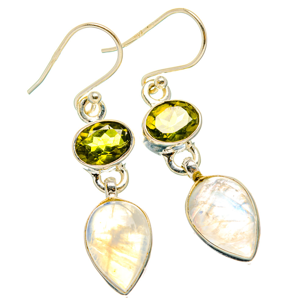 Rainbow Moonstone, Peridot Earrings handcrafted by Ana Silver Co - EARR429758 - Photo 2