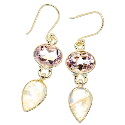 Rainbow Moonstone, Pink Amethyst Earrings handcrafted by Ana Silver Co - EARR429759 - Photo 2