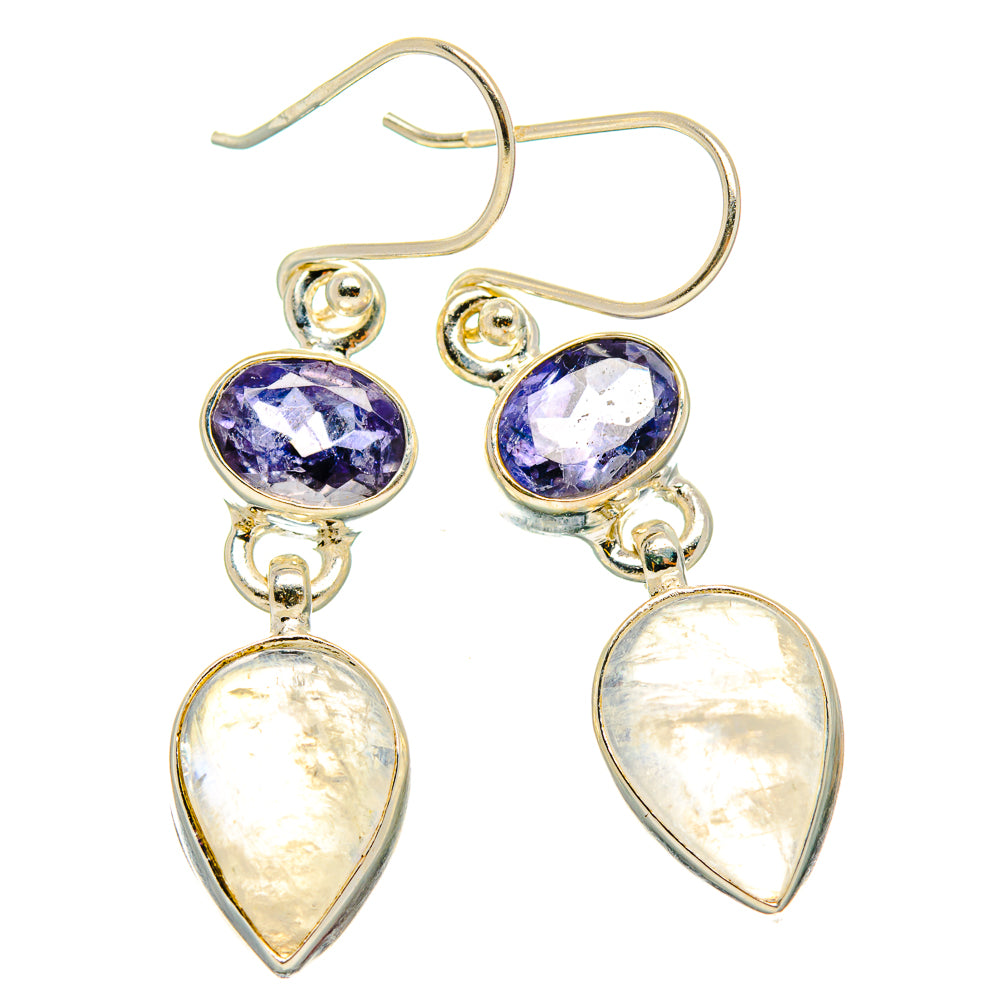 Rainbow Moonstone, Tanzanite Earrings handcrafted by Ana Silver Co - EARR429760 - Photo 2