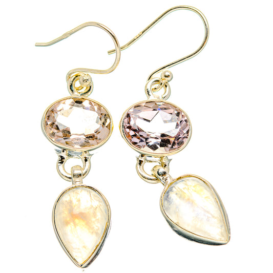 Rainbow Moonstone, Pink Amethyst Earrings handcrafted by Ana Silver Co - EARR429761 - Photo 2