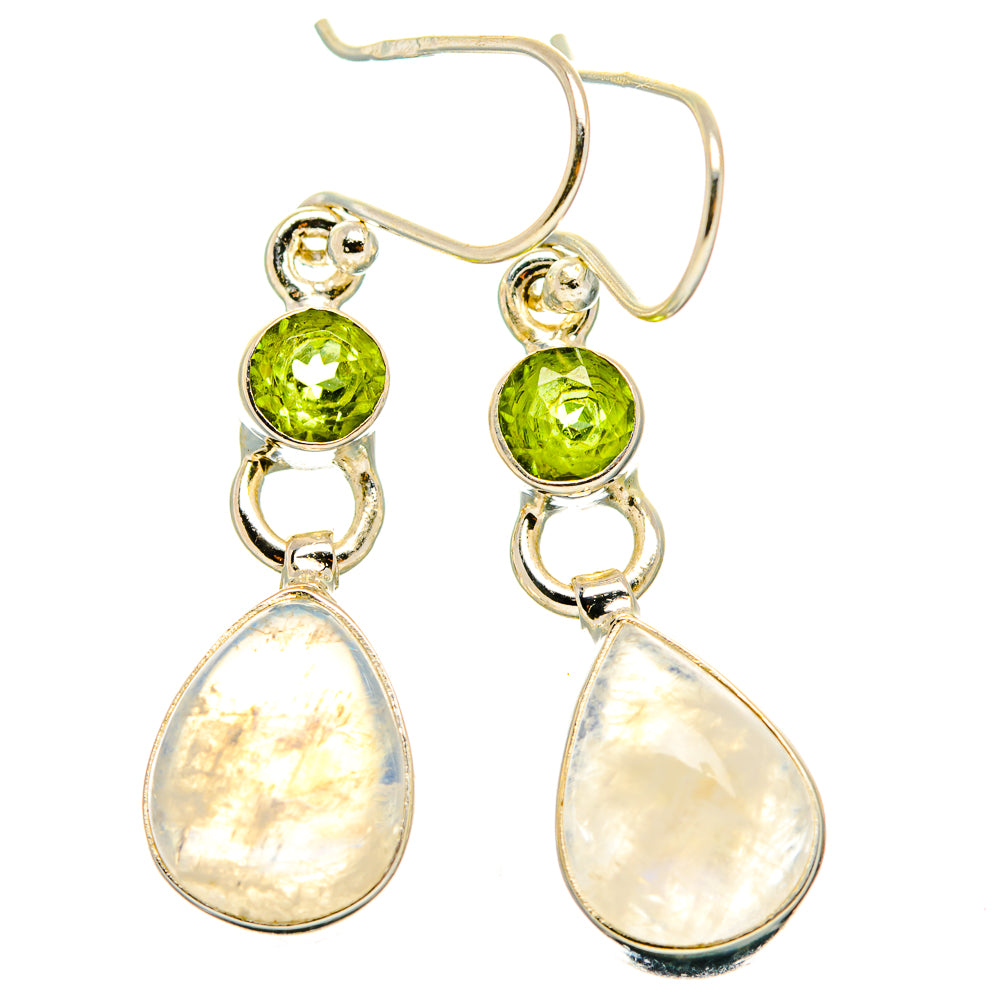Rainbow Moonstone, Peridot Earrings handcrafted by Ana Silver Co - EARR429763 - Photo 2