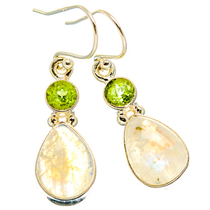 Rainbow Moonstone, Peridot Earrings handcrafted by Ana Silver Co - EARR429764 - Photo 2