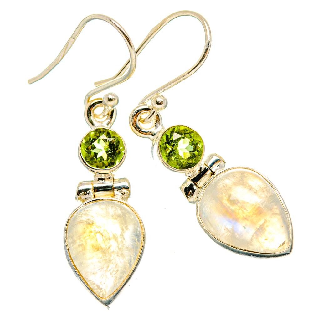 Rainbow Moonstone, Peridot Earrings handcrafted by Ana Silver Co - EARR429766 - Photo 2