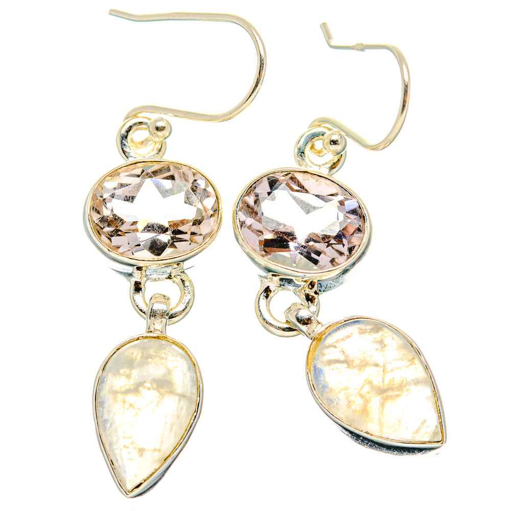 Rainbow Moonstone, Pink Amethyst Earrings handcrafted by Ana Silver Co - EARR429771 - Photo 2