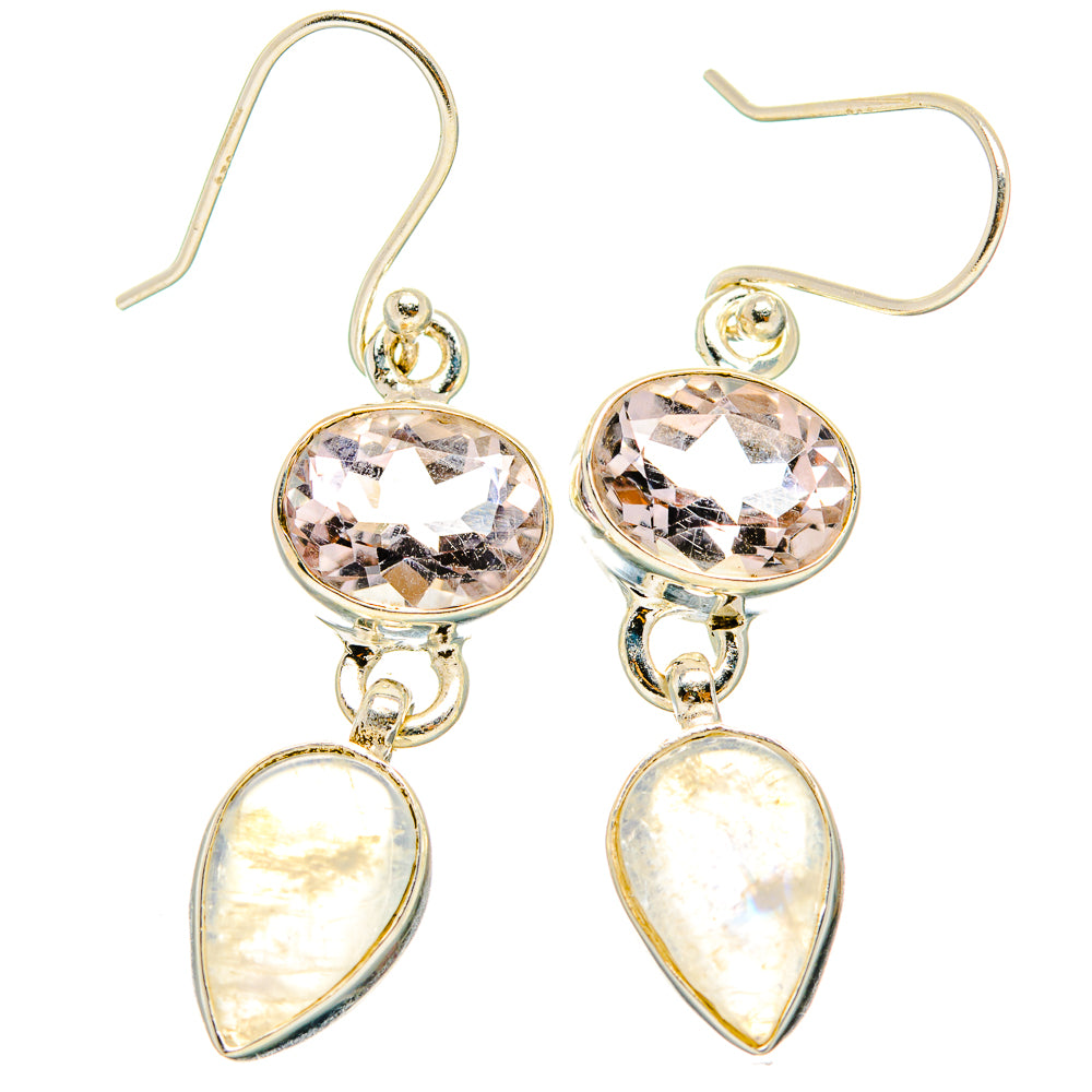 Rainbow Moonstone, Pink Amethyst Earrings handcrafted by Ana Silver Co - EARR429773 - Photo 2