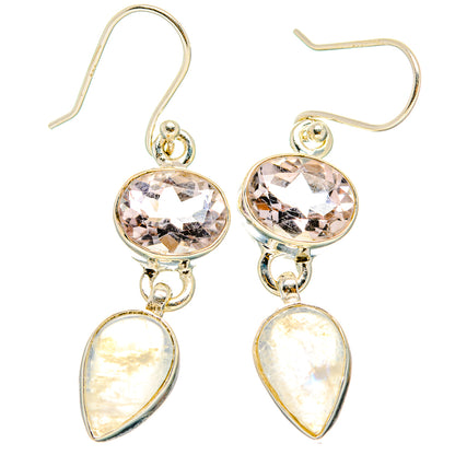 Rainbow Moonstone, Pink Amethyst Earrings handcrafted by Ana Silver Co - EARR429773 - Photo 2