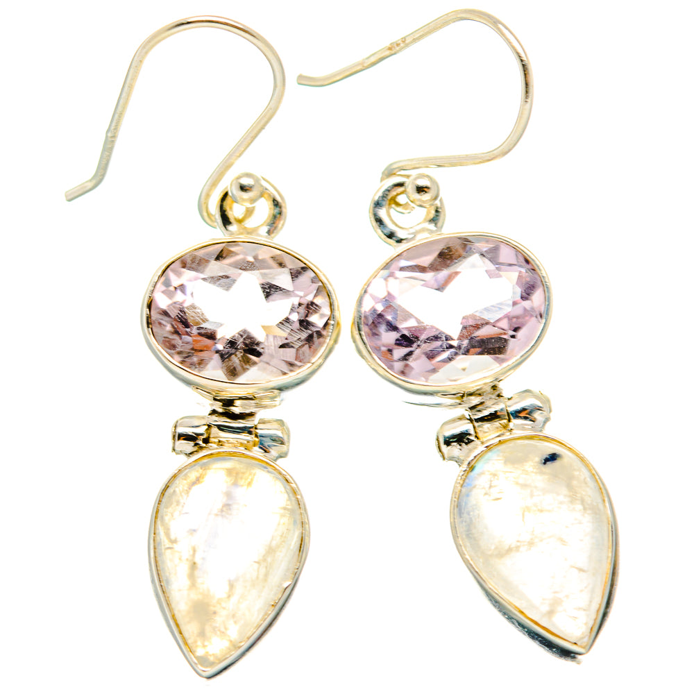 Rainbow Moonstone, Pink Amethyst Earrings handcrafted by Ana Silver Co - EARR429775 - Photo 2