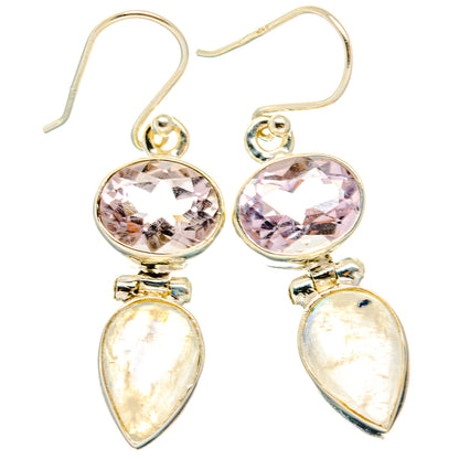 Rainbow Moonstone, Pink Amethyst Earrings handcrafted by Ana Silver Co - EARR429775 - Photo 2