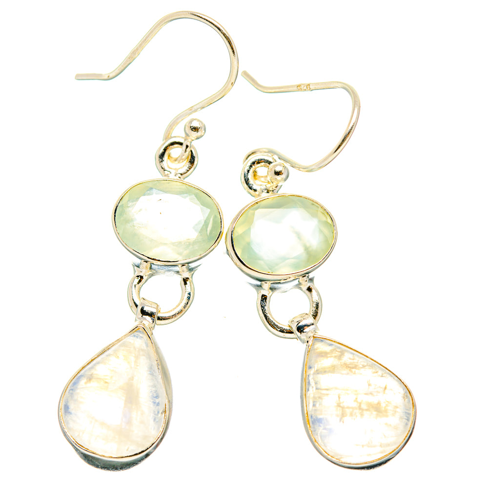 Rainbow Moonstone, Prehnite Earrings handcrafted by Ana Silver Co - EARR429776 - Photo 2