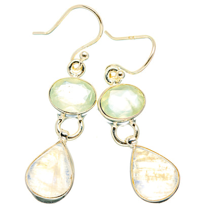 Rainbow Moonstone, Prehnite Earrings handcrafted by Ana Silver Co - EARR429776 - Photo 2