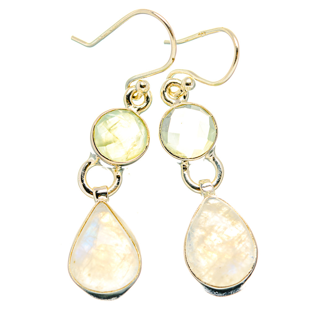 Rainbow Moonstone, Prehnite Earrings handcrafted by Ana Silver Co - EARR429778 - Photo 2