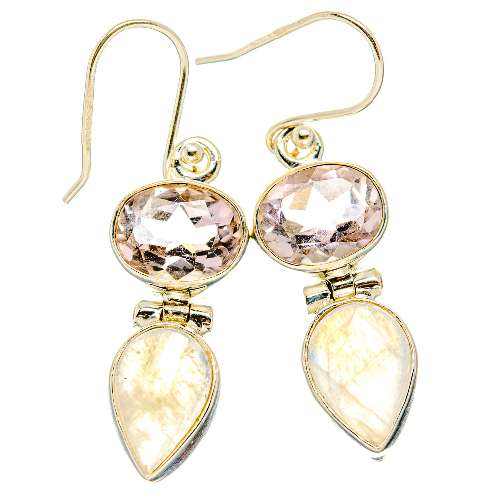 Rainbow Moonstone, Pink Amethyst Earrings handcrafted by Ana Silver Co - EARR429780 - Photo 2
