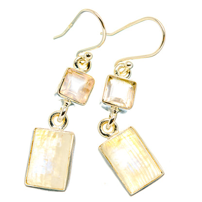 Rainbow Moonstone, Rose Quartz Earrings handcrafted by Ana Silver Co - EARR429781 - Photo 2