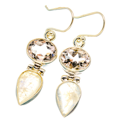 Rainbow Moonstone, Pink Amethyst Earrings handcrafted by Ana Silver Co - EARR429782 - Photo 2