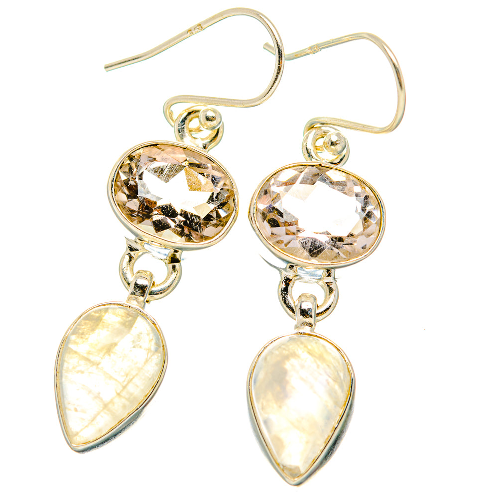 Rainbow Moonstone, Pink Amethyst Earrings handcrafted by Ana Silver Co - EARR429784 - Photo 2