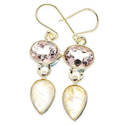 Rainbow Moonstone, Pink Amethyst Earrings handcrafted by Ana Silver Co - EARR429787 - Photo 2