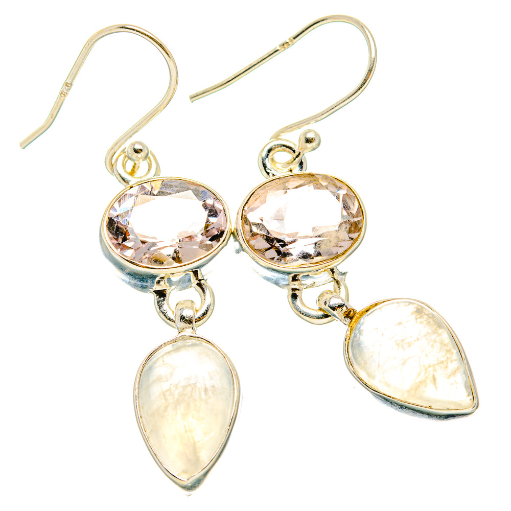 Rainbow Moonstone, Pink Amethyst Earrings handcrafted by Ana Silver Co - EARR429788 - Photo 2