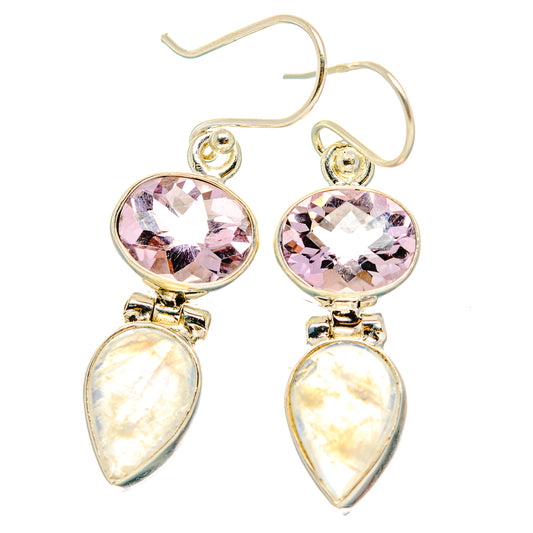 Rainbow Moonstone, Pink Amethyst Earrings handcrafted by Ana Silver Co - EARR429789 - Photo 2