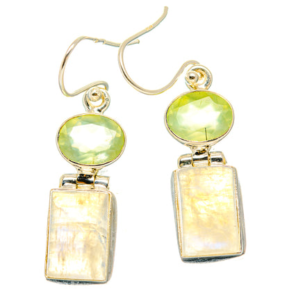 Rainbow Moonstone, Prehnite Earrings handcrafted by Ana Silver Co - EARR429790 - Photo 2