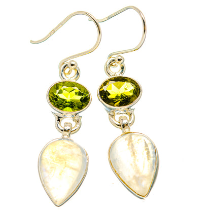 Rainbow Moonstone, Peridot Earrings handcrafted by Ana Silver Co - EARR429791 - Photo 2