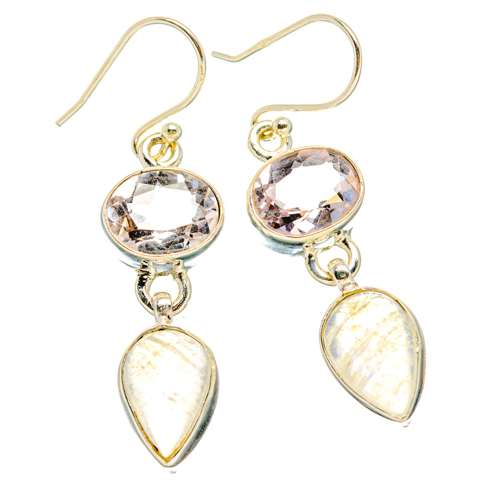 Rainbow Moonstone, Pink Amethyst Earrings handcrafted by Ana Silver Co - EARR429792 - Photo 2