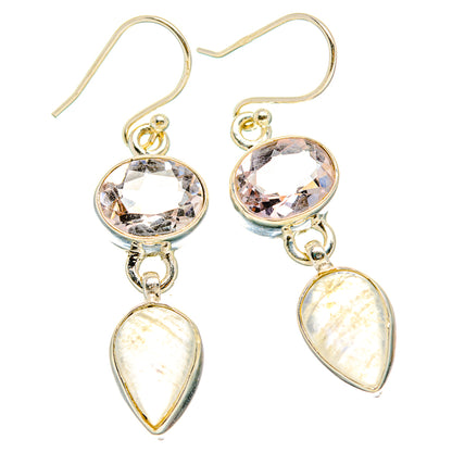 Rainbow Moonstone, Pink Amethyst Earrings handcrafted by Ana Silver Co - EARR429792 - Photo 2