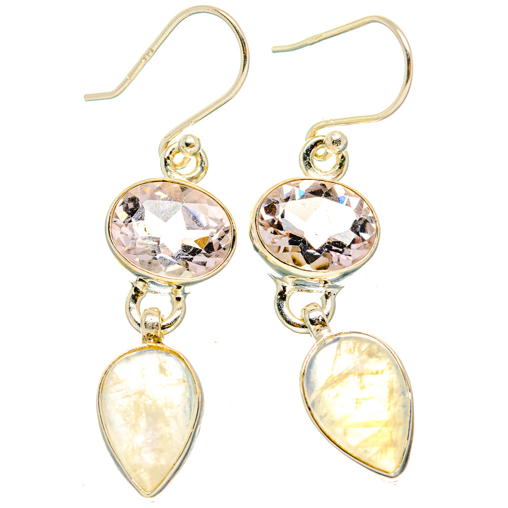 Rainbow Moonstone, Pink Amethyst Earrings handcrafted by Ana Silver Co - EARR429796 - Photo 2