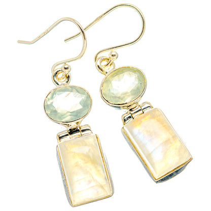 Rainbow Moonstone, Aquamarine Earrings handcrafted by Ana Silver Co - EARR429797 - Photo 2