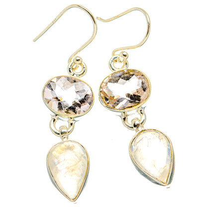 Rainbow Moonstone, Pink Amethyst Earrings handcrafted by Ana Silver Co - EARR429798 - Photo 2