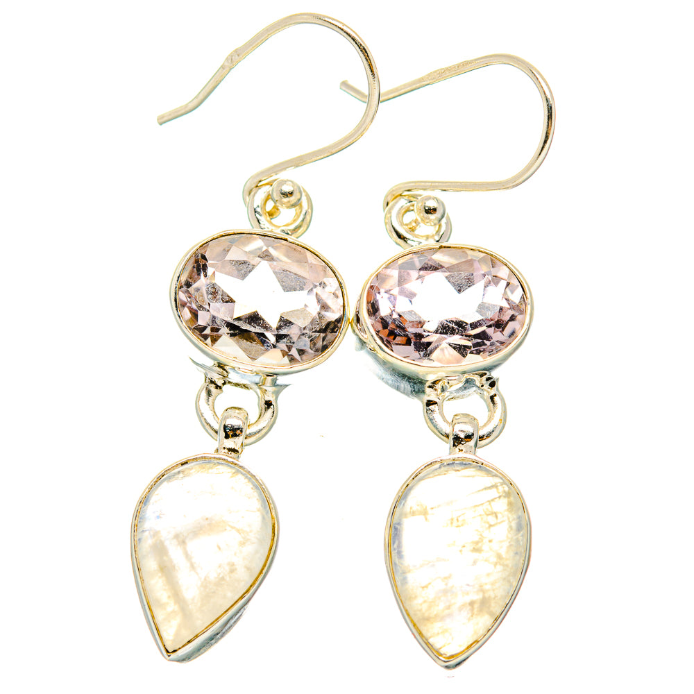Rainbow Moonstone, Pink Amethyst Earrings handcrafted by Ana Silver Co - EARR429800 - Photo 2