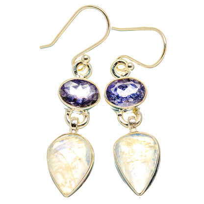 Rainbow Moonstone, Tanzanite Earrings handcrafted by Ana Silver Co - EARR429801 - Photo 2