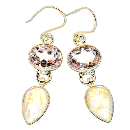 Rainbow Moonstone, Pink Amethyst Earrings handcrafted by Ana Silver Co - EARR429803 - Photo 2